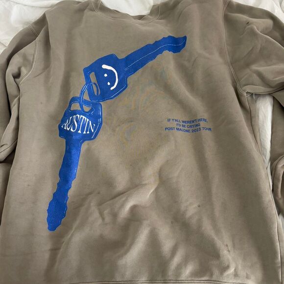 POST MALONE Women's Key Grey Blue Merch Men's Brown XLarge Unisex Sweatshirt - Picture 1 of 1